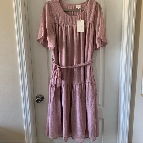 Entro Dresses | New Entro Purple Flowy Belted Midi Dress | Color: Purple | Size: L | Isonewcloset's Closet